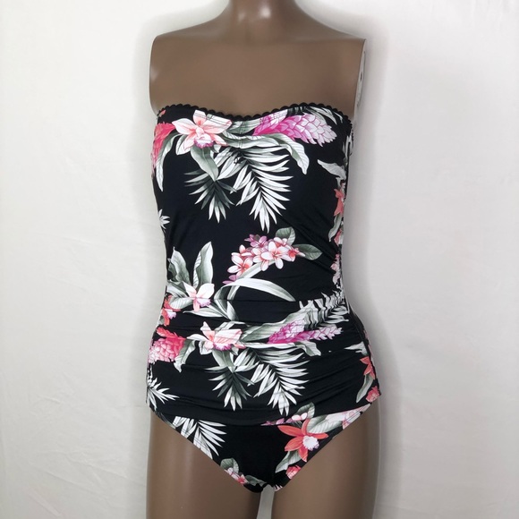 NWT Tommy Bahama Bandeau Ginger Flowers Swimsuit - Picture 1 of 3
